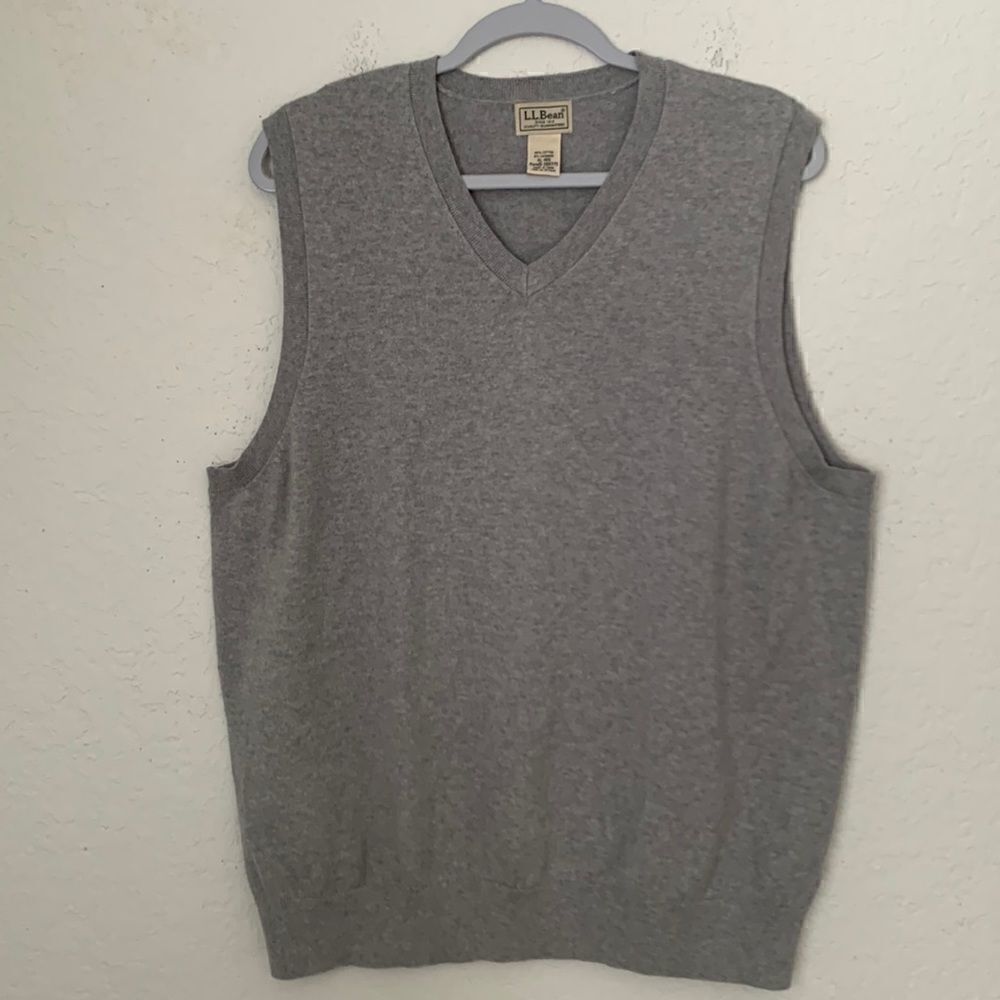 L.L.Bean Cashmere Blend Gray Men’s Sweater Vest Size XL